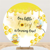 Lofaris Our Little Honey Is Turning One Birthday Round Backdrop